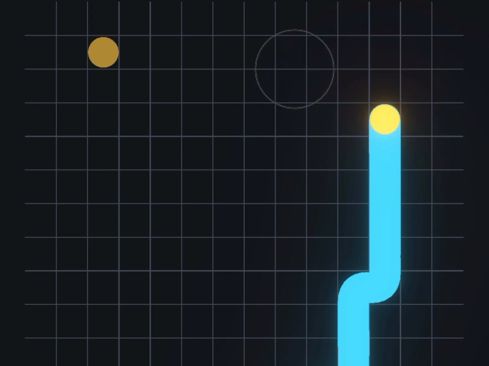 Blue orb moving across the game grid