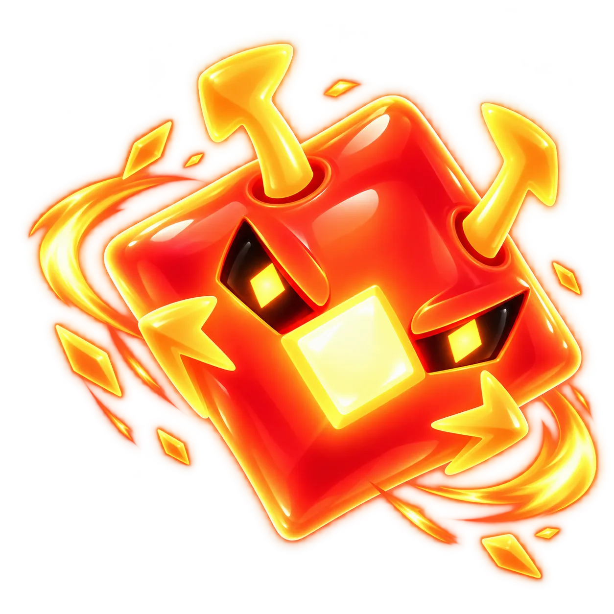 Embercore, a glowing orange and yellow crystalline boss